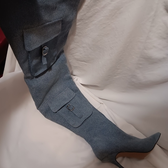 Steve Madden Brittany Denim Cargo Pocket Over-the-Knee Boots - Picture 9 of 11